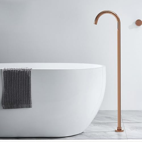 Miscelatore Vasca da Bagno da Terra Maniglia Singola Calda e Fredda Rubinetto per Vasca Free Standing G1/2'',oro Rosa