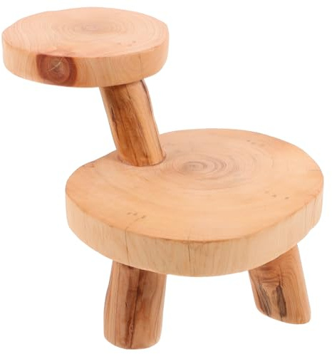 SHERCHPRY Carved Cliff Cypress Wood Ornament Double-Layer Wooden Base, 16cm x 10cm x 16cm Decorative Sculpture for Office, Living Room, and Entryway Home Decor