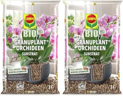 COMPO Bio GRANUPLANT® Orchideen Pflanzgranulat 3 L, natürlicher Bimsstein, Keine Trauemücken, nachhaltige Alternative zu Blähton, grau/beige (Packung mit 2)