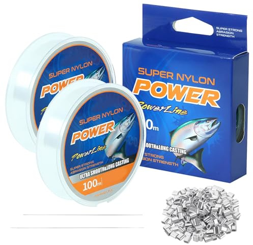 200m Nylonschnur Set: 0.8mm transparente, reißfeste Angelschnur für Armbänder, Aufhängen, Haushalt, Garten (2x100m + 100 Wirbel + 2 NadeIn)