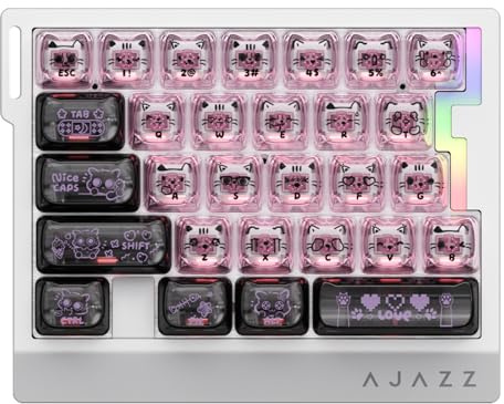 AJAZZ AK029 Wired Magnetic Switch One-Handed Gaming Keyboard, Hall Effect Rapid Trigger Mechanical Keypad, SOCD & DKS, 8KHz Polling Rate, 29 Keys Hot-Swappable Mini Keyboard for FPS Gamers, PC, Pink