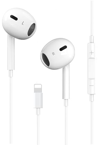 Lightning Wired Earphones,MFi Certified In Ear Wired Earbuds for Apple iPhone 14/14 Plus/13/12/11/8/7 X Pro Max,iPad, Lightning Headphones with Microphone and HiFi Stereo
