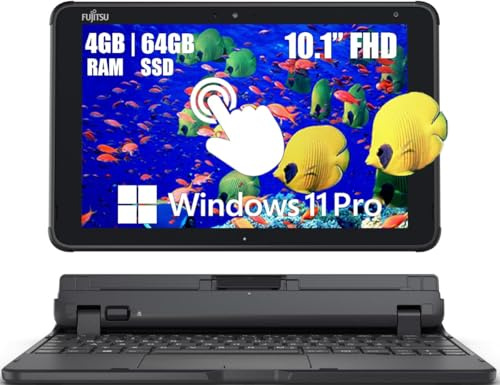 Fujitsu Stylistic Q5010 Tablet PC Touchscreen 10.1 FHD (1920x1200), Intel Celeron N4020, 4GB RAM, 64GB eMMC, Japanische QWERTY-Tastatur, Windows 11 Pro (Generalüberholt)