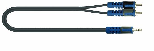 Quiklok RKSA/150-2 - Cavo audio da 2 jack phono-RCA a 1 minijack stereo da 3,5 mm, 2 metri
