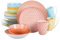 vancasso Natsuki Dinnerware Set 20 Pieces Porcelain Dinner Set - Multicolour Dinner Service Japanese Style Crockery with Dinner Plate, Dessert Plate, Cereal Bowl, Soup Plate and Mug, Service for 4