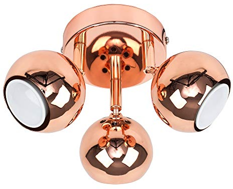 MiniSun | Retro Copper 3 Way Round Plate Adjustable Eyeball Ceiling Spotlight | Ceiling Spots, Home Décor & Improvement Essential | Includes 5W LED Bulbs [6500K Cool White]