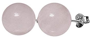 10mm Genuine Baby Pink Rose Quartz Bead/Ball/Sphere 925 Sterling Silver Ear Stud Earrings Pair