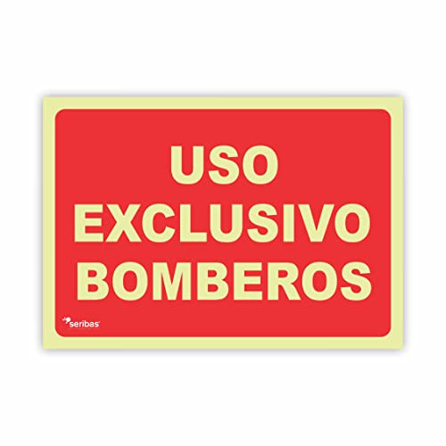 Seribas Señal Uso Exclusivo Bomberos Homologada, Fotoluminiscente Clase B - Cartel PVC 0.7 mm- Tamaño A4 21x30 cm - Tinta y Material Resistente para Interior o Exterior - Cartel Contraincendios