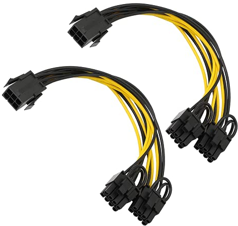 YieJoya Grafikkarte Kabel,6-Pin-auf-8-Pin-PCIe-Adapter-Stromkabel, 2er-Pack 6-Pin-auf-Dual-PCIe-8-Pin (6+2) Grafikkarten-PCI-Express-Stromadapter GPU VGA Bergbau-Videokarten-Konverterkabel