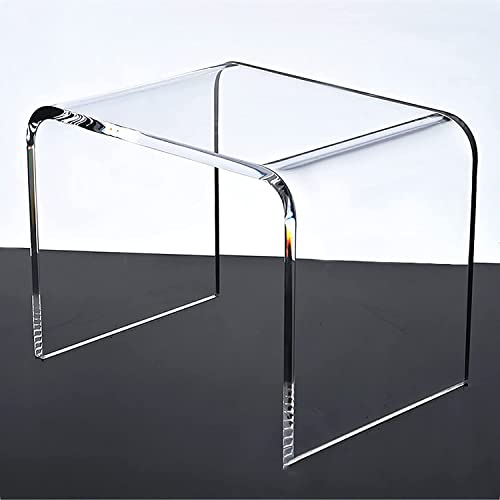 TJJTQP Transparent Acryl Hocker,In Der-geformt Seite Tabelle,Nicht-Slip Dusche Hocker,Schuhwechselhocker Für Kinder In Dernd Aldults,Modernen Multifunktions Acryl Möbel (30.5x19.5x22cm, Transparent)