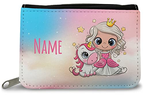 GRAVURZEILE Bedruckte Geldbörse - Prinzessin Design - Personalisiert mit Name - Geschenk für Kinder & Teenager für Taschengeld Fahrkarte - für Jungen Mädchen Schüler zum Geburtstag Einschulung