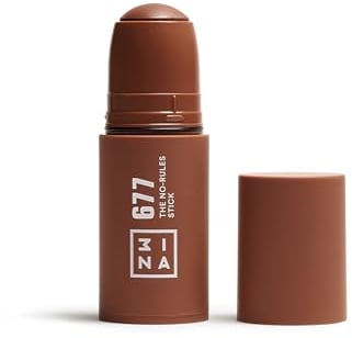 3INA MAKEUP - The No - Rules Stick 677 - Braun - Blush Stick für Augen Lippen Wangen mit Hyaluronsäure - Cream Blusher für Natürliches und Leuchtendes Finish - Vegan - Cruelty Free