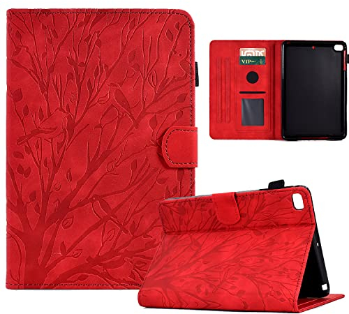 Bxithnr® Funda iPad 6ª generación 2018 / iPad 5 2017 / iPad Air 2 2014 / iPad Air 1 2013 Tablet PU Cuero, Ultra Delgado Carcasa con Soporte Función y Ranura para Tarjetas para iPad 9,7''- Rojo
