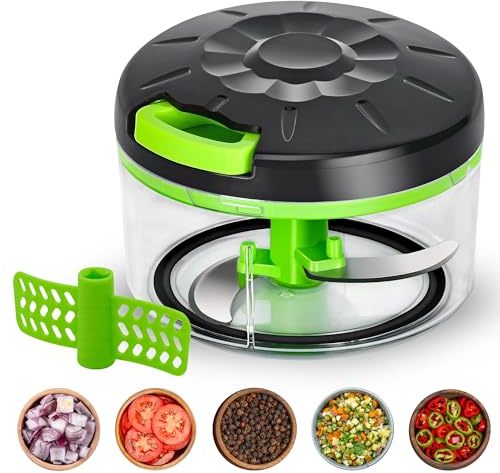 Hand Food Chopper with Pull String, Chopper for Vegetables, Fruits, Nuts, Meat, Spices, Onion, Multipurpose Mixer Blender (600ml)