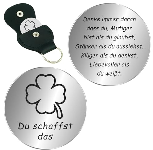 NVTRSD Glücksbringer Kinder Glücksbringer Mit Tasche, Glücksbringer Edelstahl Doppelseitig Token Inspirierendes, Geschenke Für Weihnachtsgeschenke Beste Freundin Geschenke Schlüsselringe