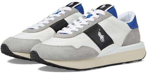 Polo Ralph Lauren Herren Train 89 Pp Sneaker, Weiches Grau/Schwarz/Königsblau, 45 EU