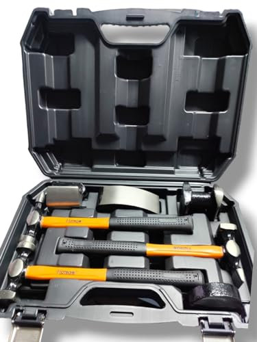 Terryshop74 Kit Riparazione per carrozzieri e carrozzeria 7 Pezzi 3 martelli + 4 Tassi riparazioni Professionali e Fai da Te