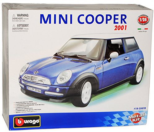 alles-meine.de GmbH Mini Cooper New Mini R50 Blau 1. Generation 2001-2006 Bausatz Kit 1/24 Burago Modell Auto mit individiuellem Wunschkennzeichen