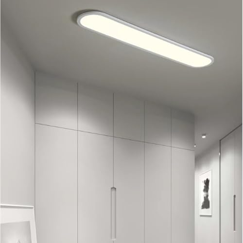LED Rechteckig Lang Deckenlampe Drei Farbtemperaturen Deckenleuchte 3000K/4000K/6000K Moderne Deckenbeleuchtung Panel Deckenlampe Küche Esszimmer Flur Schlafzimmerlampe (Weiß Weißes Licht,120cm)