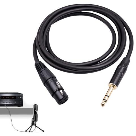 Câble XLR vers Jack Stéréo 6,35mm, Câble XLR Femelle vers TRS pour Guitare Microphone Amplificateur Mixeur 1M, Cable Audio avec Connecteurs Plaqués Or pour Enregistrement Studio Sonorisation (Femelle)