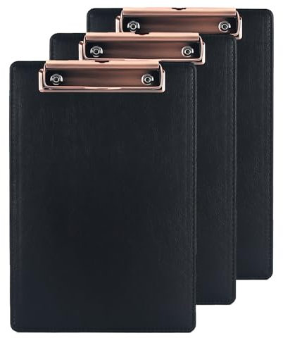 URbantin A5 Klemmbrett, 3 Stück Klemmbretter mit Loch zum Aufhängen,PU Clipboards für Geschäft, Büro, Schule oder Restaurant,Schwarz
