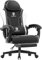 Dowinx Gaming Stuhl, Ergonomischer Gamer Sessel aus PU-Leder mit Lendenstütze, Massagefunktion und breiter Rückenlehne, Belastbar bis 150 kg, Weiß