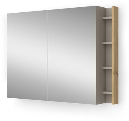 Vicco Badspiegelschrank Edelin, Cashmere, 100 x 75 cm | mit Regalen, zur Wandmontage mit integrierter Spiegelfläche