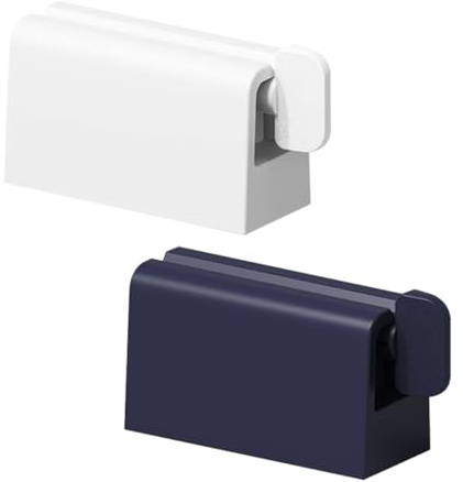 Abs Manueller Silikonpad aus 2 mit Zahnpasta Stück Quetschclip | Extrusionsmenge Kontrollierbar, Abnehmbar und Waschbar, für Kinder Sowie Erwachsene, Weiß