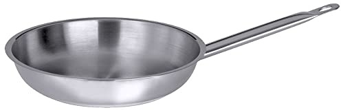 Contacto Edelstahl Bratpfanne 24 cm, seidenmatt gebürstet, verkapselter Sandwichboden, induktionsgeeignet