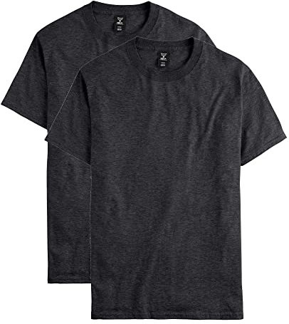 Hanes Men's Big and Tall Short-Sleeve Beefy T-Shirt (Pack of Two), Charcoal Heather, XLT