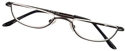 Inlefen Unisex Halbmond Halbrahmen Lesebrille Metall Material rahmen Frühling Scharniere Brillen (schwarz/+2.0)