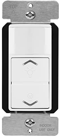 TOPGREENER Motion Sensor Light Switch Dimmer, Electronic Dimmer with PIR Motion Sensor, Occupancy & Vacancy Modes, 150W LED/CFL, Single-Pole, UL Listed, TDODS5-120, White