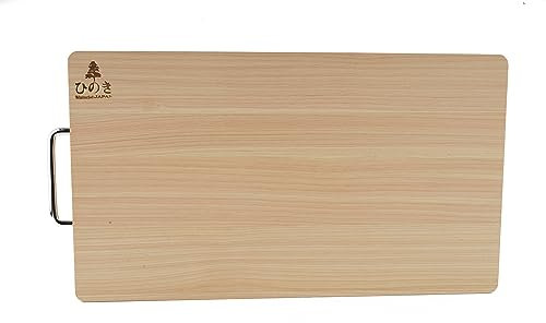 BOUMBI Hinoki Schneidebrett mit Metallgriff (15.6x9.1x1.05 RM_Medium)