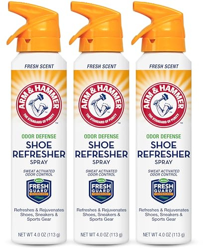 Arm and Hammer Shoe Refresher Spray, Multi-Purpose Odor Remover for All Types of Footwear, Shoe Deodorizer Spray, Shoe Odor Eliminator, Shoe Spray, Shoe Smell Eliminator, 4 oz (3 Pack)