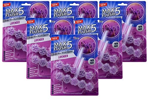 6X Max Flush 5 Lavender Toilet Rim Block Cleaner (Twin Pack)