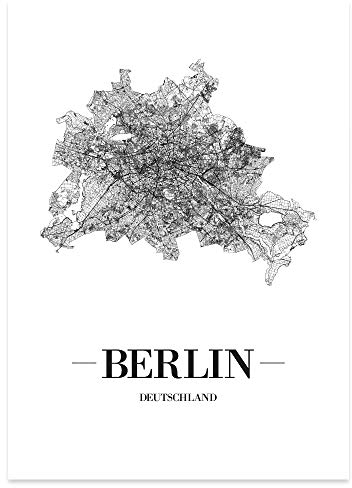 JUNIWORDS Stadtposter, Berlin, Wähle eine Größe, 21 x 30 cm, Poster, Schrift A, Weiß