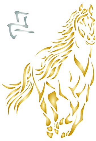 Pferde-Schablone, 16,5 x 23 cm (M) – stilisierte Bauernhoftiere, Pony-Wandschablonen