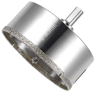 sourcing map Diamond Drill Bit 90mm Glass Hole Saw Core Drill Bit with Spotting Drill Bit for Ceramics Porcelain Tile Bottles Pots Brick