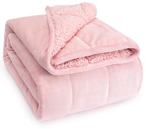 BUZIO Weighted Blanket 7kg 120 x 180cm, Sherpa Weighted Blanket Double Single for Adults, Soft Cozy Fuzzy Warm Sherpa Heavy Blanket for Sofa Bed Couch, Fluffy Plush Fleece Bed Blanket, Navy Blue