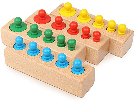 Boxiki kids Montessori-Spielzeug. Stapelbares Regenbogen Holzpuzzle. Innovatives Puzzle für die Intelligenz und Ihr Kind Kreativität.