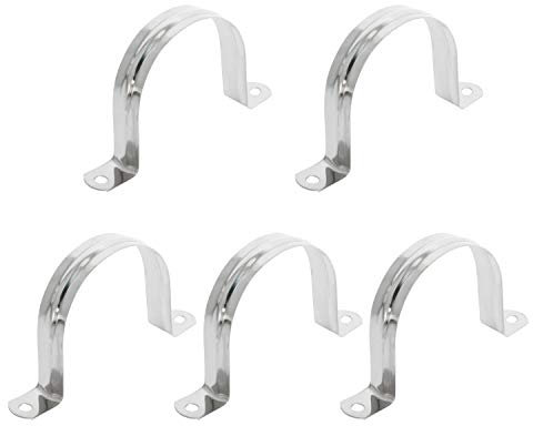 Aopin 70mm Rigid Pipe Strap Clamp 2 Holes Strap U Bracket Tube Strap Tension Clips 201 Stainless Steel, for Pipe Fixing, Silver, 5Pcs