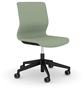 Viasti Drumback Konferenz Drehstuhl für Büro oder Home-Office (Grau-grün, ohne Armlehnen)