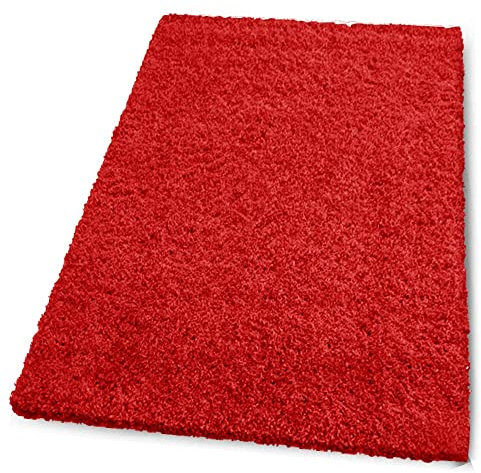 PHP Shaggy Door Mat for Indoor - Super Soft Fluffy Thick Pile Non-Shedding Large Doormat for Bedroom Living Room Kitchen Hallway Floor Mats (Red, 50 x 80 cm (1ft 8 x 2ft 7)