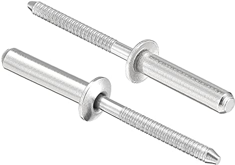 sourcing map 25 Stück Blindniete 304 Edelstahl Ziehnieten Kern Dekoration Nieten 4,8mm Durchmesser 25mm Grifflänge Silberfarben