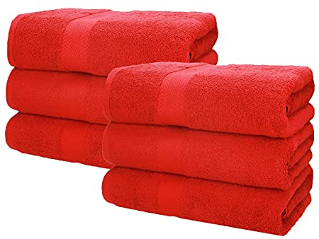 Betz 6 Stück Saunatücher XXL Badetuch Liegetuch Strandlaken Saunahandtuch Premium Frottee 100% Baumwolle Größe 70 x 200 cm Farbe rot