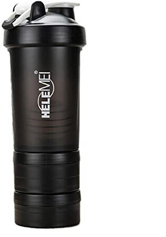 TYUTYU Poudre de protéine de lactosérance Shaker Bouteilles Spring Shaker Coupe Gym Trois Couches Shaker Protéine Lait Shaker Sport Bouteilles d'eau Sport (Capacity : 601 700ml, Color : Black)
