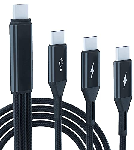 GELRHONR Cable USB tipo C 3 en 1, cable divisor de carga macho USB C a 3 tipo C macho, carga rápida de 5 A, compatible con teléfonos celulares, tabletas y dispositivos tipo C (3.9 pies-1.2 m), Black