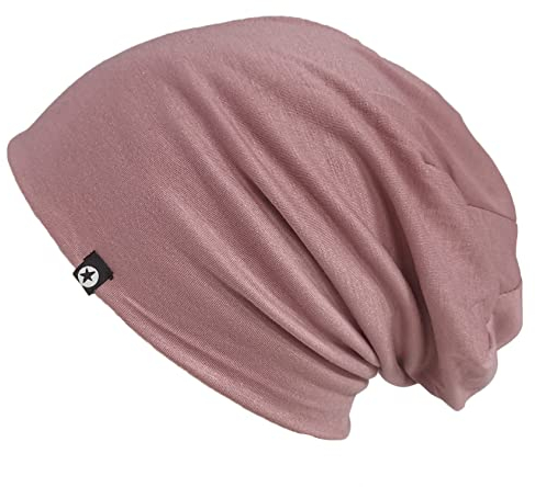 WANSSY® Damen Herren Unisex Uni Farbe Beanie mit Sternchen Fashion Einheitshröße Kopfbedeckung (Altrosa)