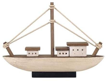 Wooden Fishing Boat Garden Art