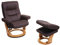 MCA Relaxsessel HWC-J42, Fernsehsessel TV-Sessel Hocker, Stoff - schwarz-braun Wildleder-Imitat, Gestell naturbraun